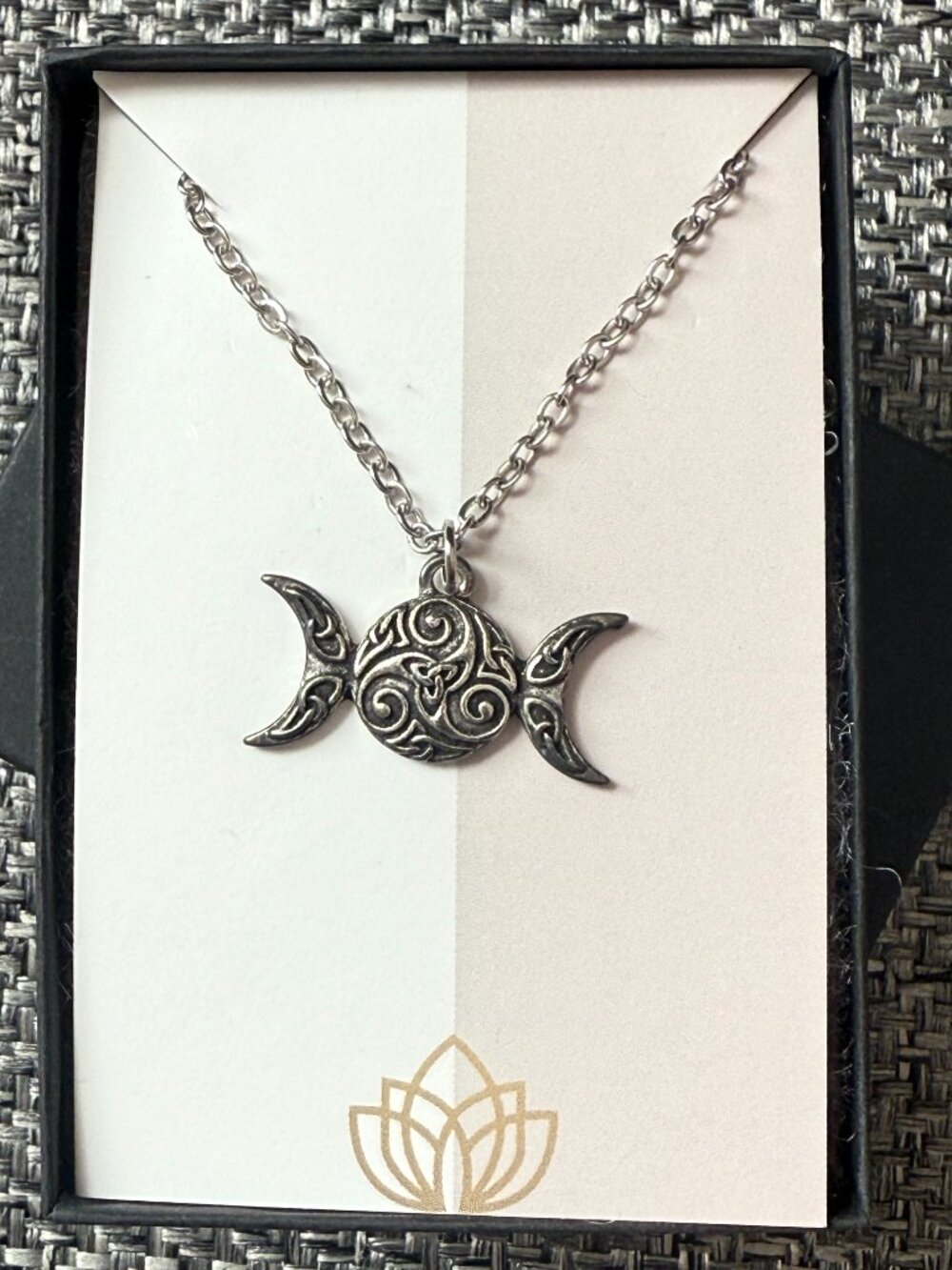 Celtic Crescent Triple Moon Pendant Necklace